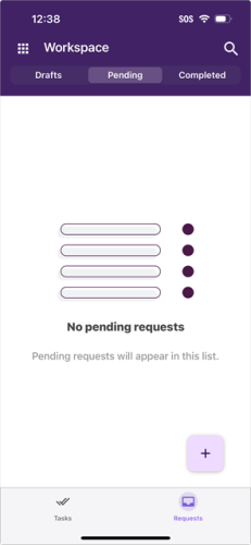 Workspace Requests screen