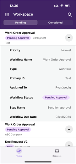Selected workflow details