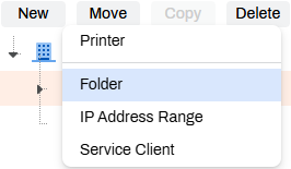 Admin Console showing New menu and Folder option. Admin Console showing New menu and Folder option.