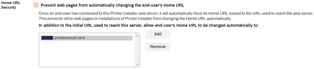 Admin Console showing Client Settings tab and Home URL Security section. Admin Console showing Client Settings tab and Home URL Security section.