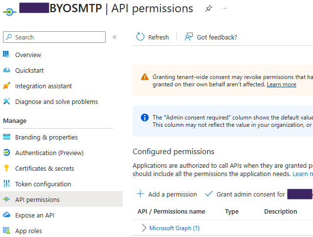 Entra ID portal, API Permissions page, showing Add a Permission button. Entra ID portal, API Permissions page, showing Add a Permission button.