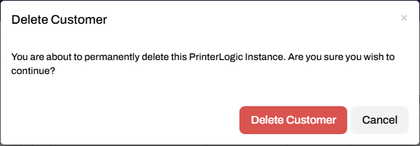 Delete customer modal and button.
