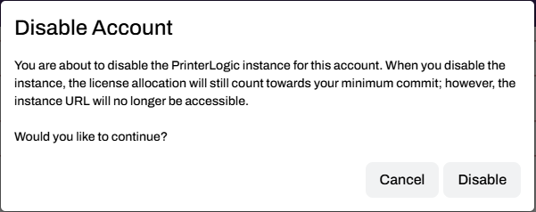 Disable Instance pop up modal.
