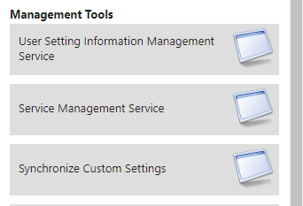 Web interface portal showing Management Tools section. Web interface portal showing Management Tools section.