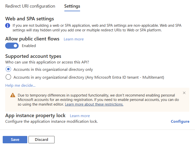 Microsoft Entra admin center showing Settings tab. Microsoft Entra admin center showing Settings tab.