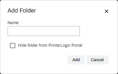 Admin Console showing Add Folder modal. Admin Console showing Add Folder modal.