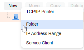 Admin Console showing New menu and Folder option. Admin Console showing New menu and Folder option.