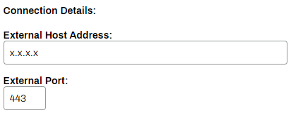 Admin Console showing Service Client's External Gateway tab and Connection Details section. Admin Console showing Service Client's External Gateway tab and Connection Details section.