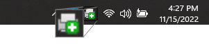System Tray. System Tray zooming in to the Client icon.