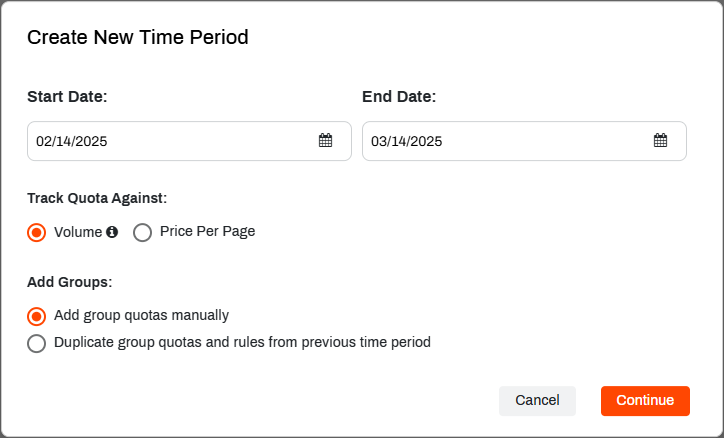 Admin Console showing Create New Time Period modal. Admin Console showing Create New Time Period modal.