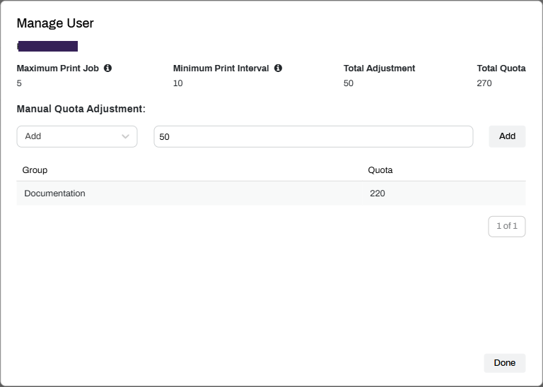 Admin Console showing Manage User modal. Admin Console showing Manage User modal.