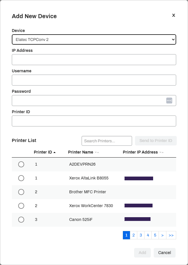 Admin Console showing Add New Device modal. Admin Console showing Add New Device modal.