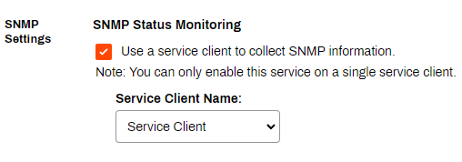 Admin Console showing General settings and SNMP Settings section. Admin Console showing General settings and SNMP Settings section.