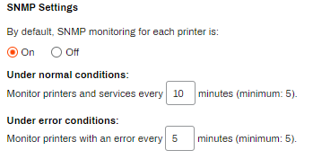 Admin Console showing General settings and SNMP Settings. Admin Console showing General settings and SNMP Settings.