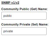 Admin Console showing General settings and SNMP v1/v2 settings. Admin Console showing General settings and SNMP v1/v2 settings.