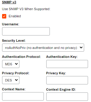 Admin Console showing General settings and SNMP v3 settings. Admin Console showing General settings and SNMP v3 settings.