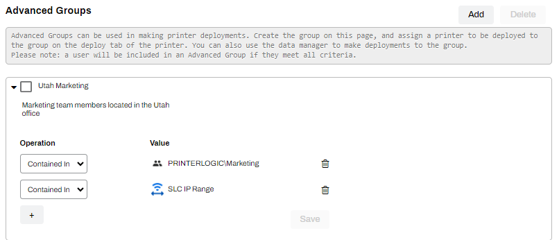 Admin Console showing Advanced Groups section. Admin Console showing Advanced Groups section.
