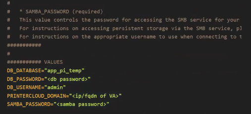 Secrets.env file showing a mock up of the Values section. Secrets.env file showing a mock up of the Values section.