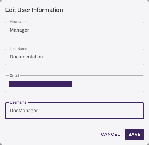 Vasion Automate showing Edit User Information modal. Vasion Automate showing Edit User Information modal.