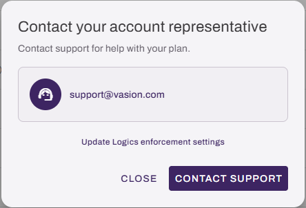 Contact your account representative modal. Contact your account representative modal.