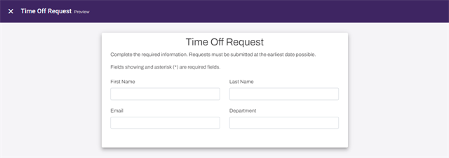 Vasion Automate showing web form preview. Vasion Automate showing web form preview.