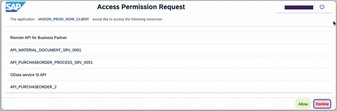 SAP Permisisions Request modal. SAP Permisisions Request modal.