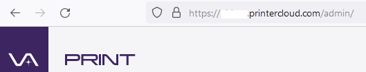 Browser bar for a Vasion Print instance showing the lock icon next to the URL.