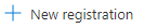 Microsoft Entra admin center showing "+New registration" button. Microsoft Entra admin center showing "+New registration" button.