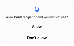 Allow permission to send notification message. App permission request to send notification modal.