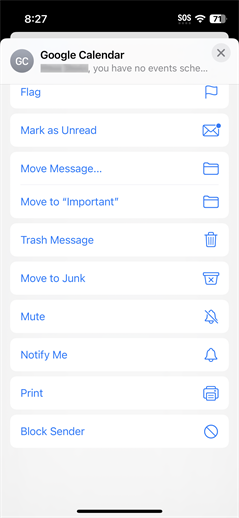 iOS Mail app options iOS Mail app options.