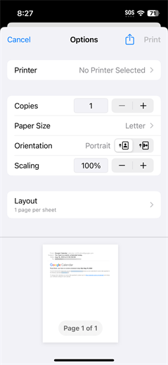 iOS native print screen. iOS native print screen.
