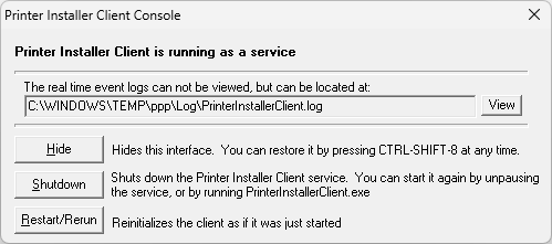 Client Console window. Client Console window.