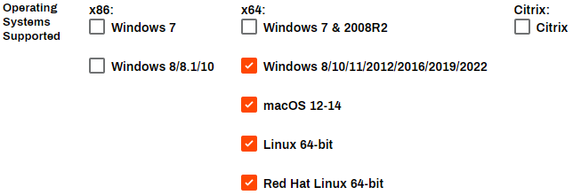 Admin Console showing General settings and Operating Systems Supported section. Admin Console showing General settings and Operating Systems Supported section.