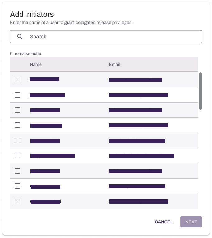 Admin Console showing Add Initiators modal. Admin Console showing Add Initiators modal.