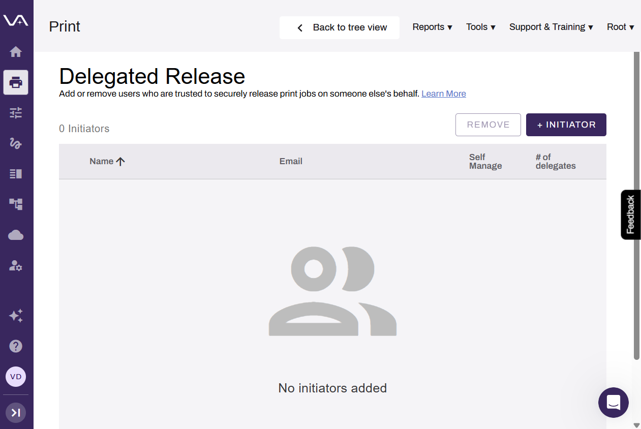 Admin Console showing Delegated Release page. Admin Console showing Delegated Release page.