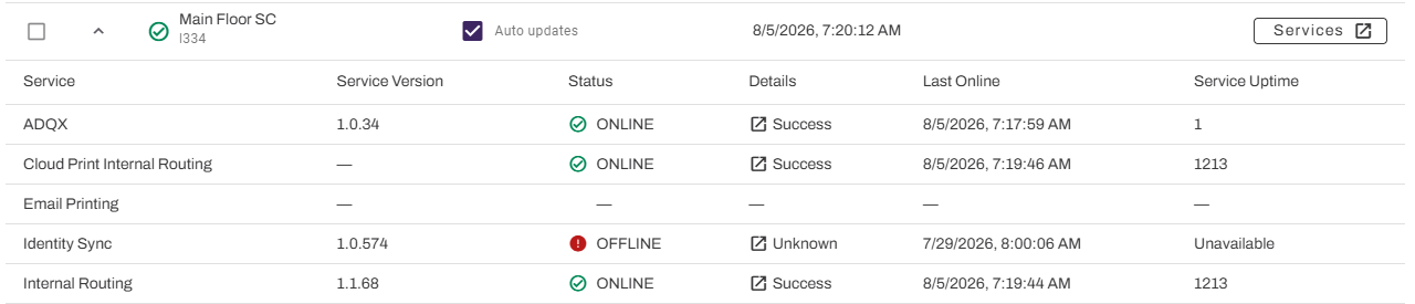 An expanded view of the Service Agent and it's services in the report. An expanded view of the Service Agent and it's services in the report.