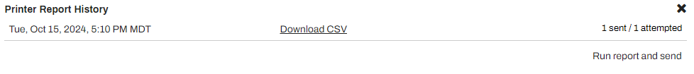 Print Report History for a selected scheduled report.