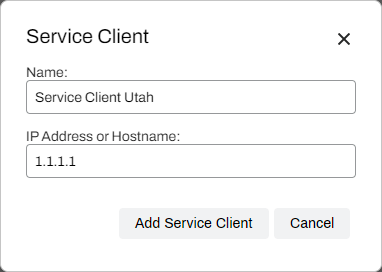 Service Client modal. Service Client modal.