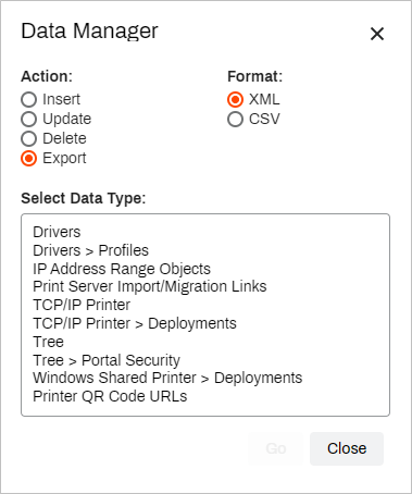Data Manager modal. Data Manager modal.