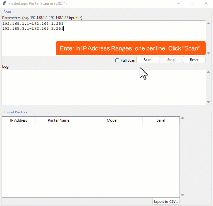 Network Scanner showing scan process.