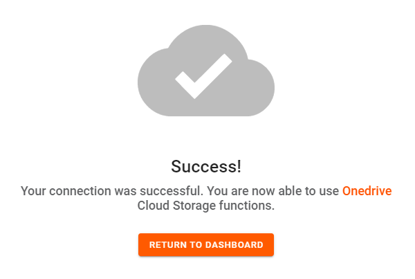 OneDrive showing success message. OneDrive showing success message.