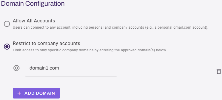 Admin Console showing Domain Configuration section. Admin Console showing Domain Configuration section.