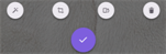 Edit options showing icons for cropping, rotating, and deleting, as well as the checkmark to finish.