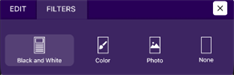 Filter options showing black and white, color, photo, and none.