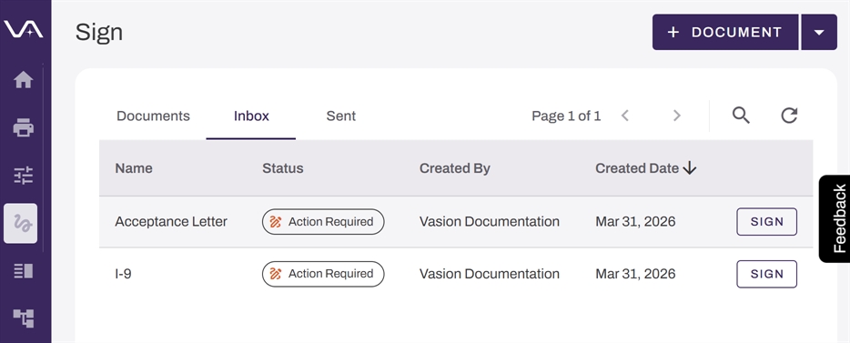 Sign showing Inbox tab. Sign showing Inbox tab.