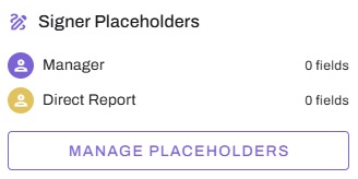 Sign template builder showing Signer Placeholders section. Sign template builder showing Signer Placeholders section.