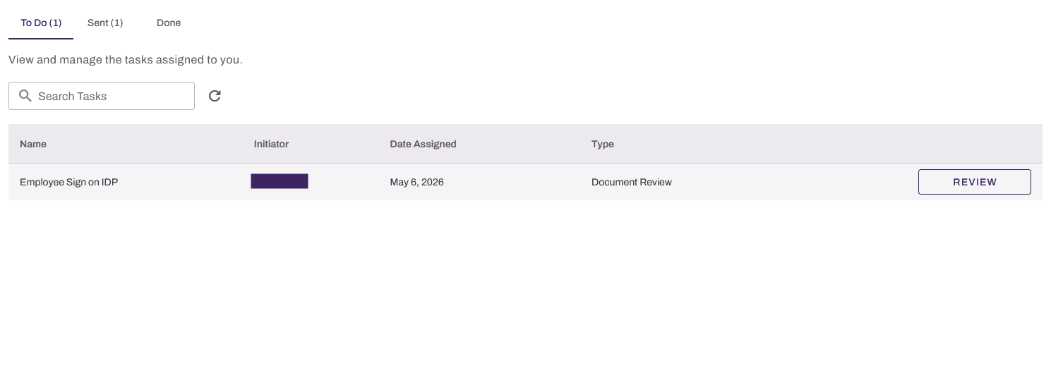 Task view with a review document. Task view with a review document.