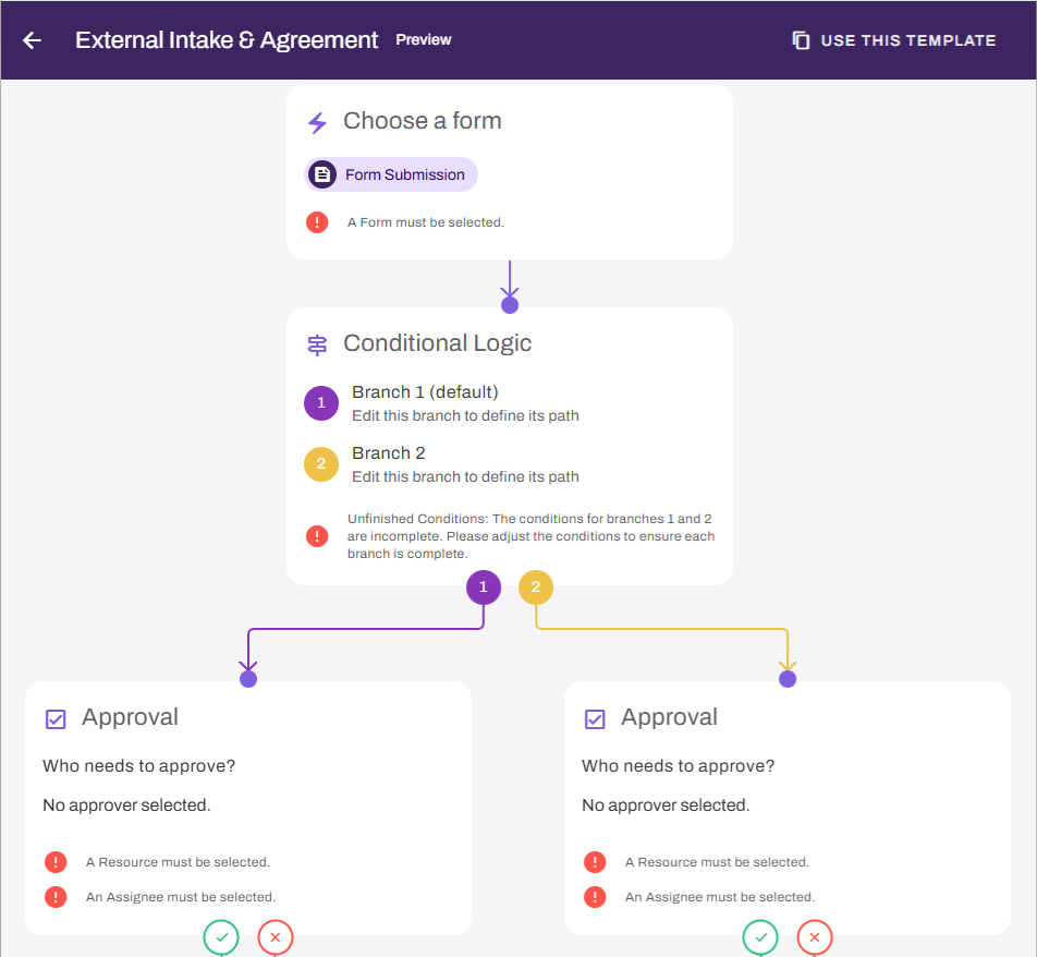 Preview page showing Vasion-provided workflow template. Preview page showing Vasion-provided workflow template.
